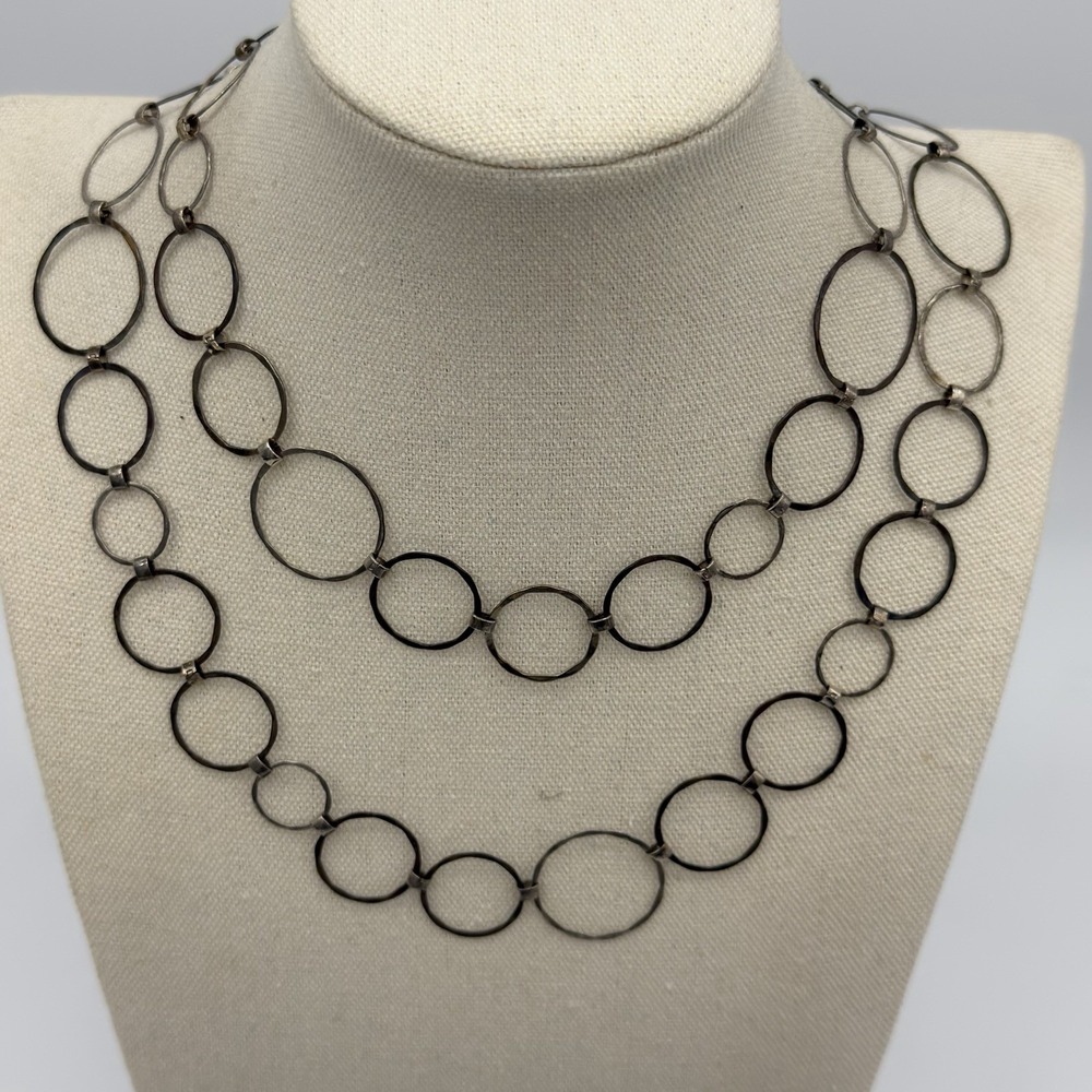 Vtg RLM Studio Sterling Silver Necklace‎ Robert Lee Morris Modernist Flapper